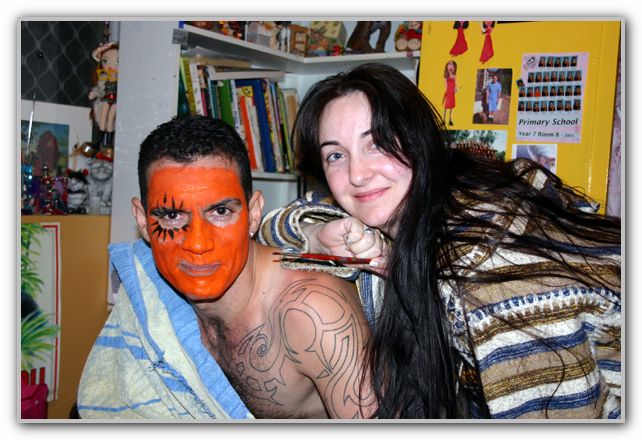 CJ with face paint and Nat